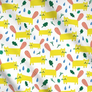 Meterware Biber mit Wassertropfen