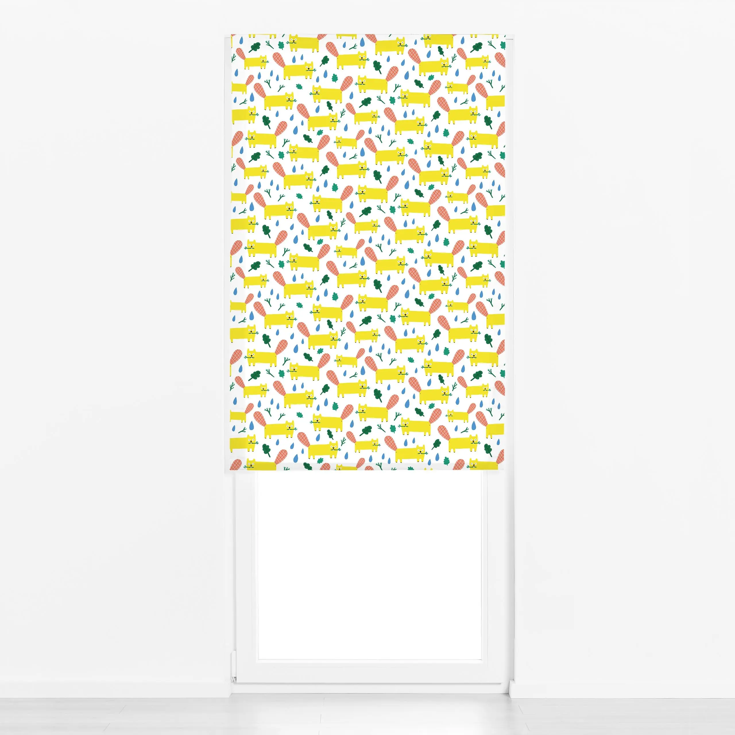 Raffrollo Biber mit Wassertropfen - Kinderzimmer & Motive für Kinder, Tiere, Symbole & Muster - von „Au Contraire"; Muster, ...