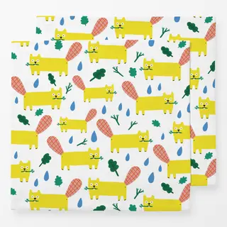 Servietten Biber mit Wassertropfen