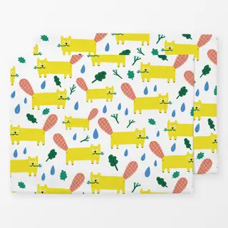 Tischset Biber mit Wassertropfen