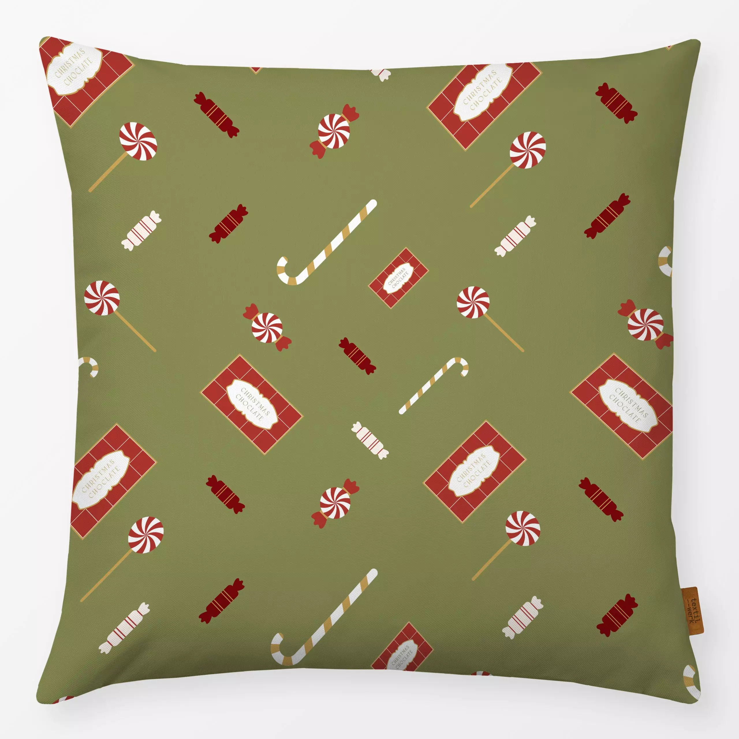 Kissen Sweets for Christmas - Weihnachten, Winter - von „Jana Moßmann"; Süßigkeiten, Weihnachten, Zuckerstange, Zuckerstange...