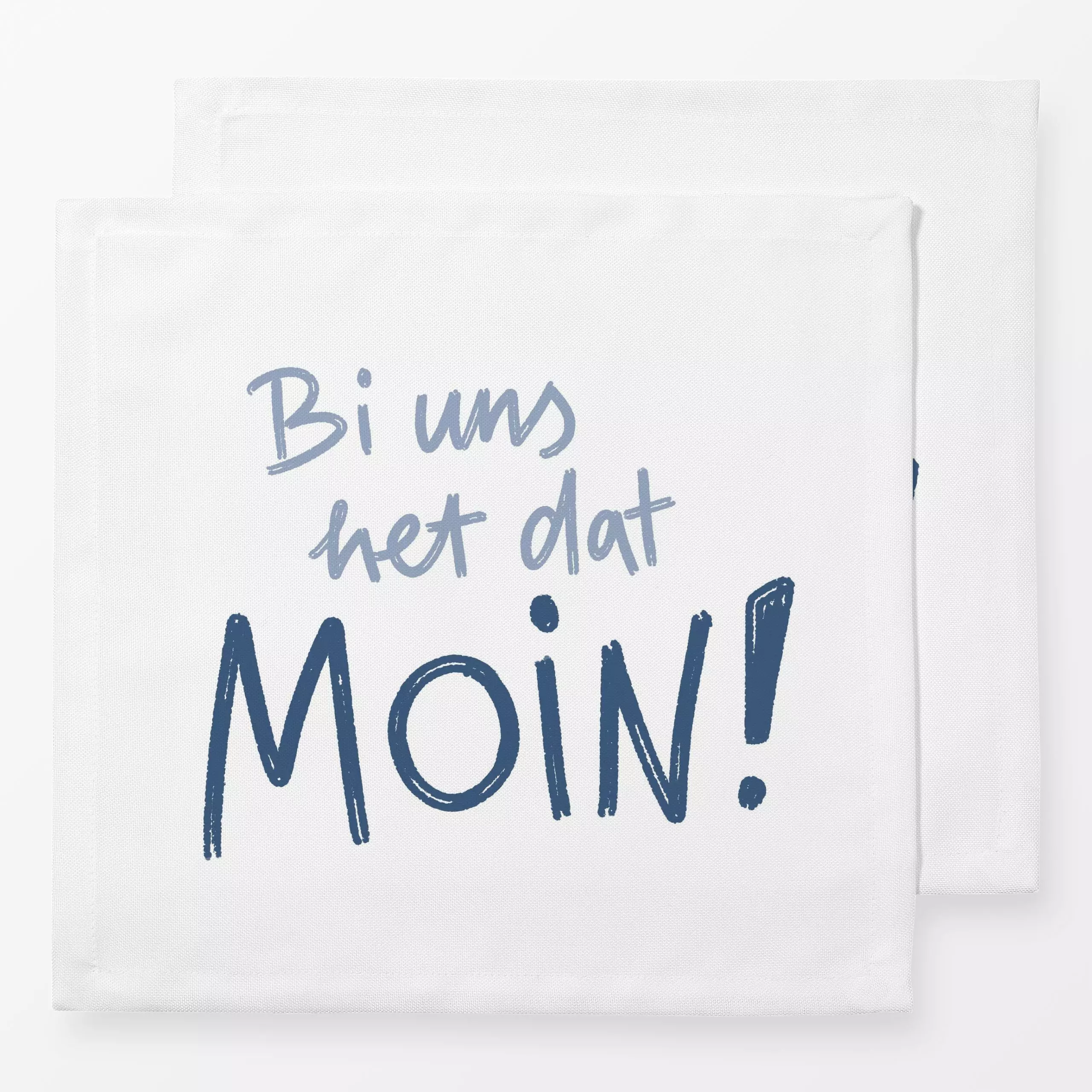 Servietten Bi uns het dat Moin! - Städte & Länder, Sprüche & Schriftzüge - von „Janna Schipper"; blau, Spruchkissen, handges...