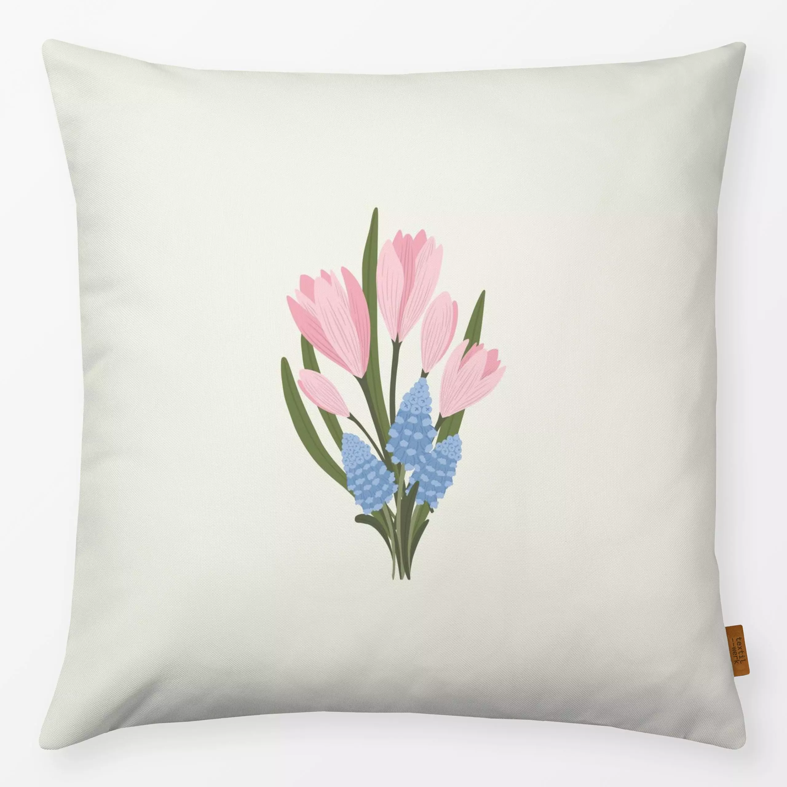 Kissen Erste Frühlingsblumen - Blumen & Florales, Frühling, Pflanzen & Botanik, Ostern - von „DEINKI"; Papaya, Ostern, Frueh...