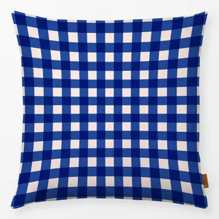 Kissen Plaid Blau Rosa