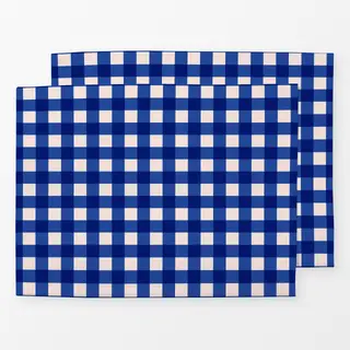 Tischset Plaid Blau Rosa