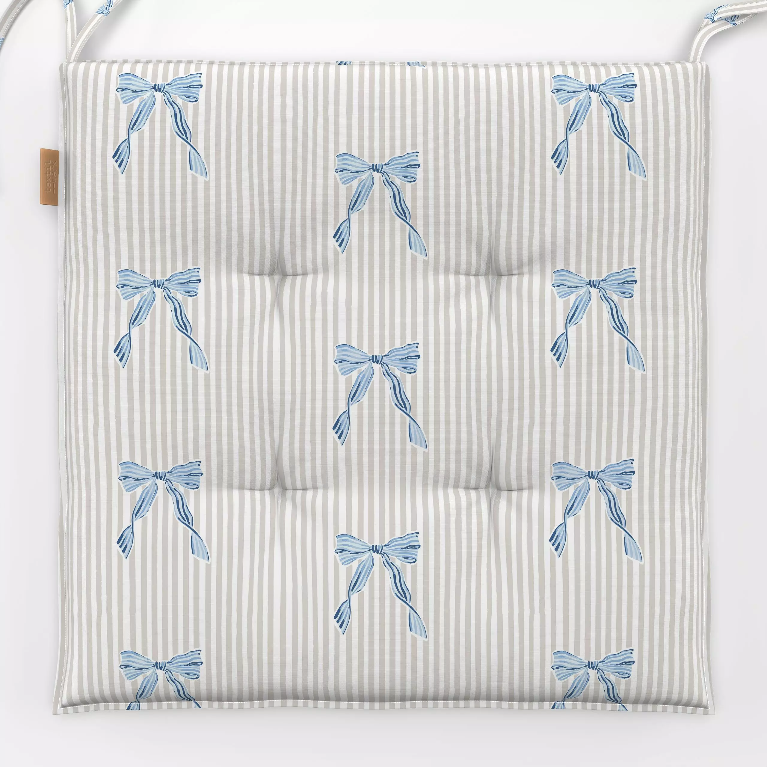 Sitzkissen Schleifchen gestreift beige - Symbole & Muster, Anlässe - von „Katrin Graff"; verspielt, vintage, Elegant, schlei...