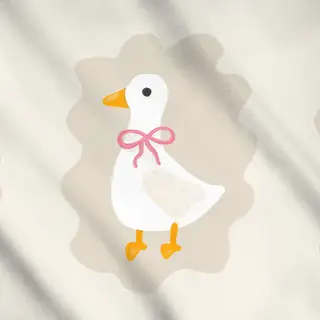 Meterware Kleine süße Gans beige