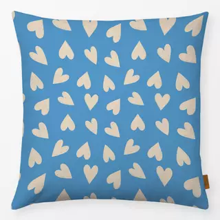 Kissen Sketchy Heart Allover Blau