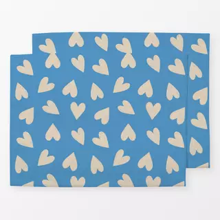 Tischset Sketchy Heart Allover Blau