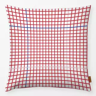 Kissen Grid Rot Blau Rosa