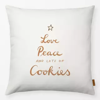 Kissen Love Peace Cookies beige braun