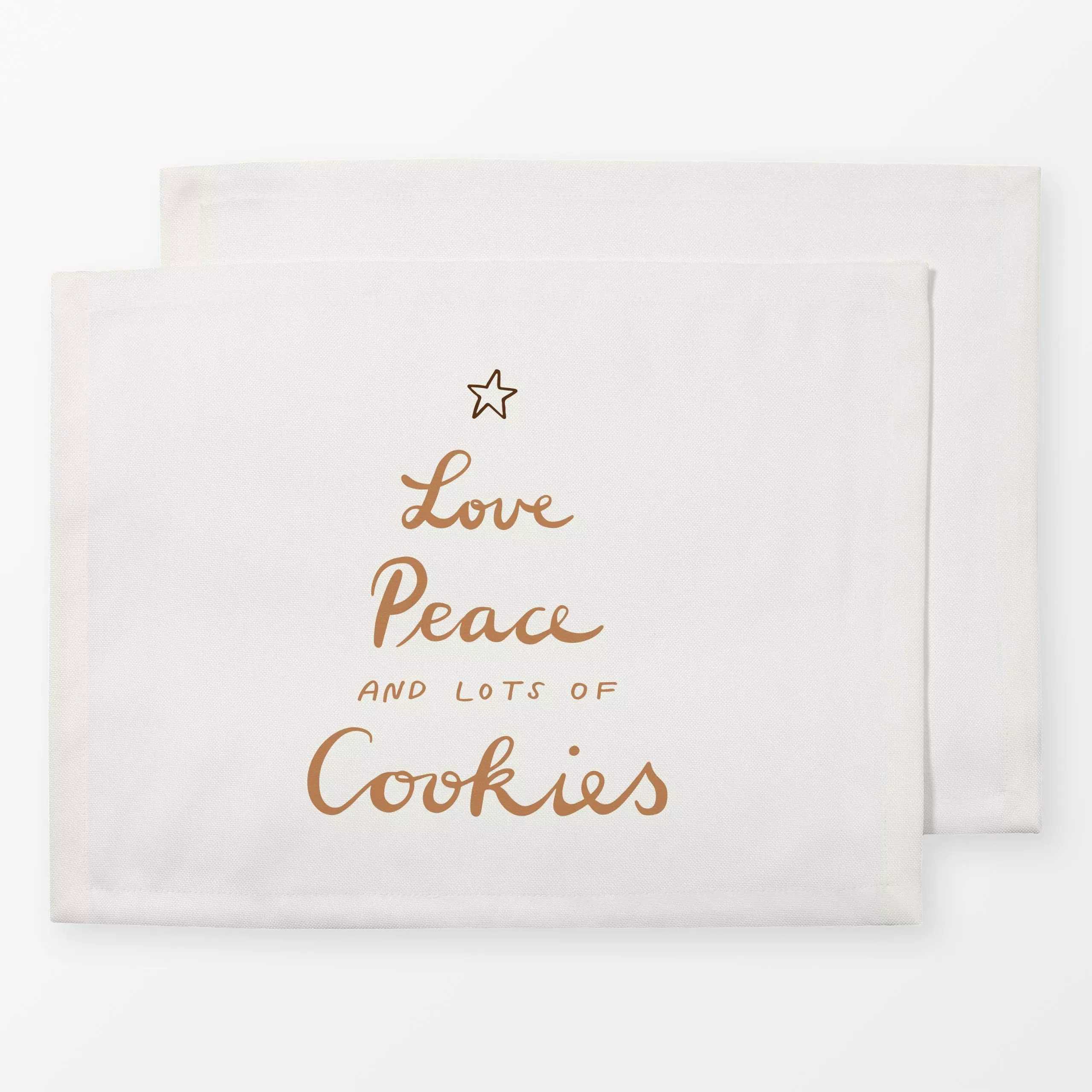 Tischset Love Peace Cookies beige braun - Sprüche & Schriftzüge, Weihnachten - von „Kathrin Woo"; Love, Winter, typografie, ...