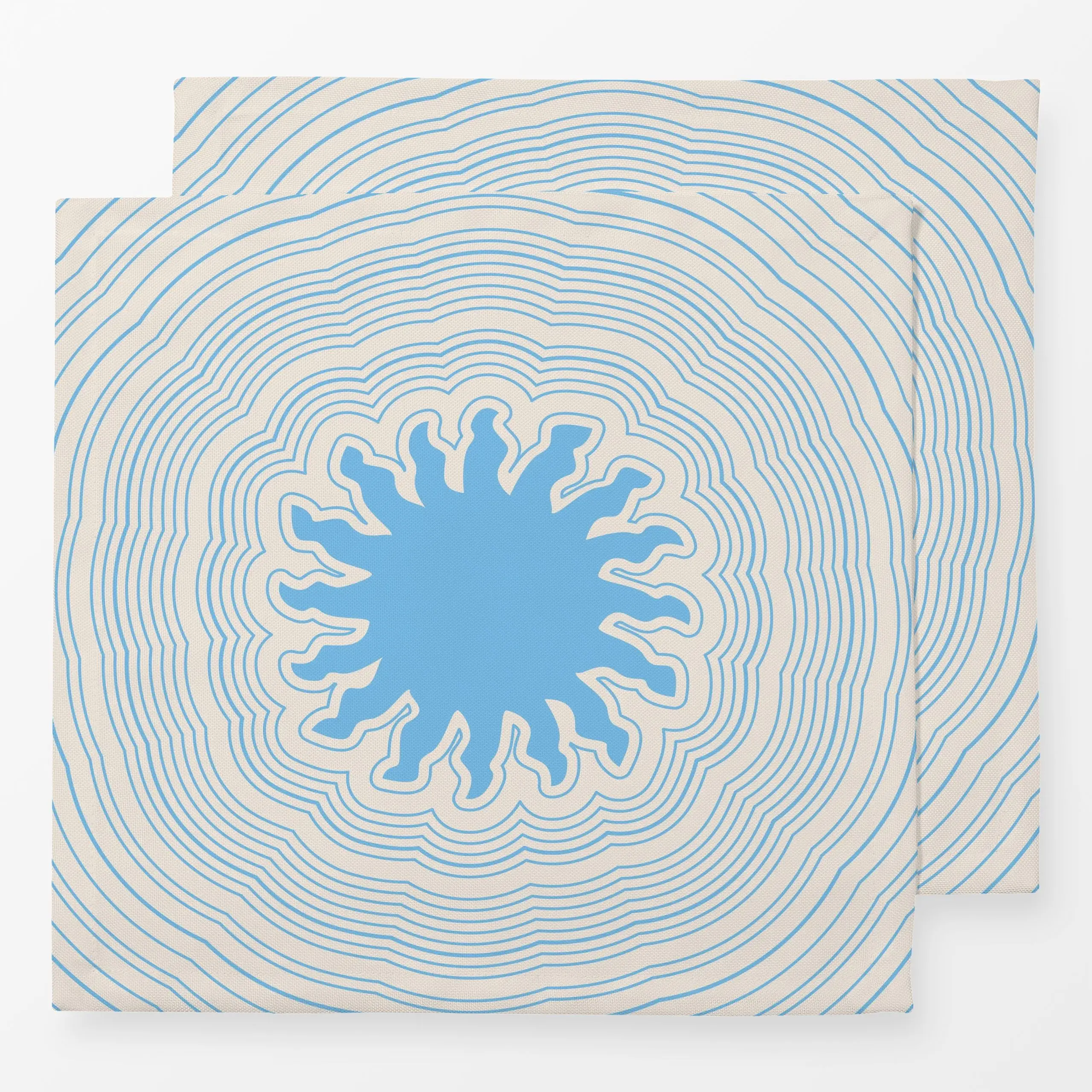 Servietten Sun Circle Waves light blue - Natur & Landschaft, Sommer - von „Karen Menzenbach"; Strand, Sonne, Kreise, Sommer,...