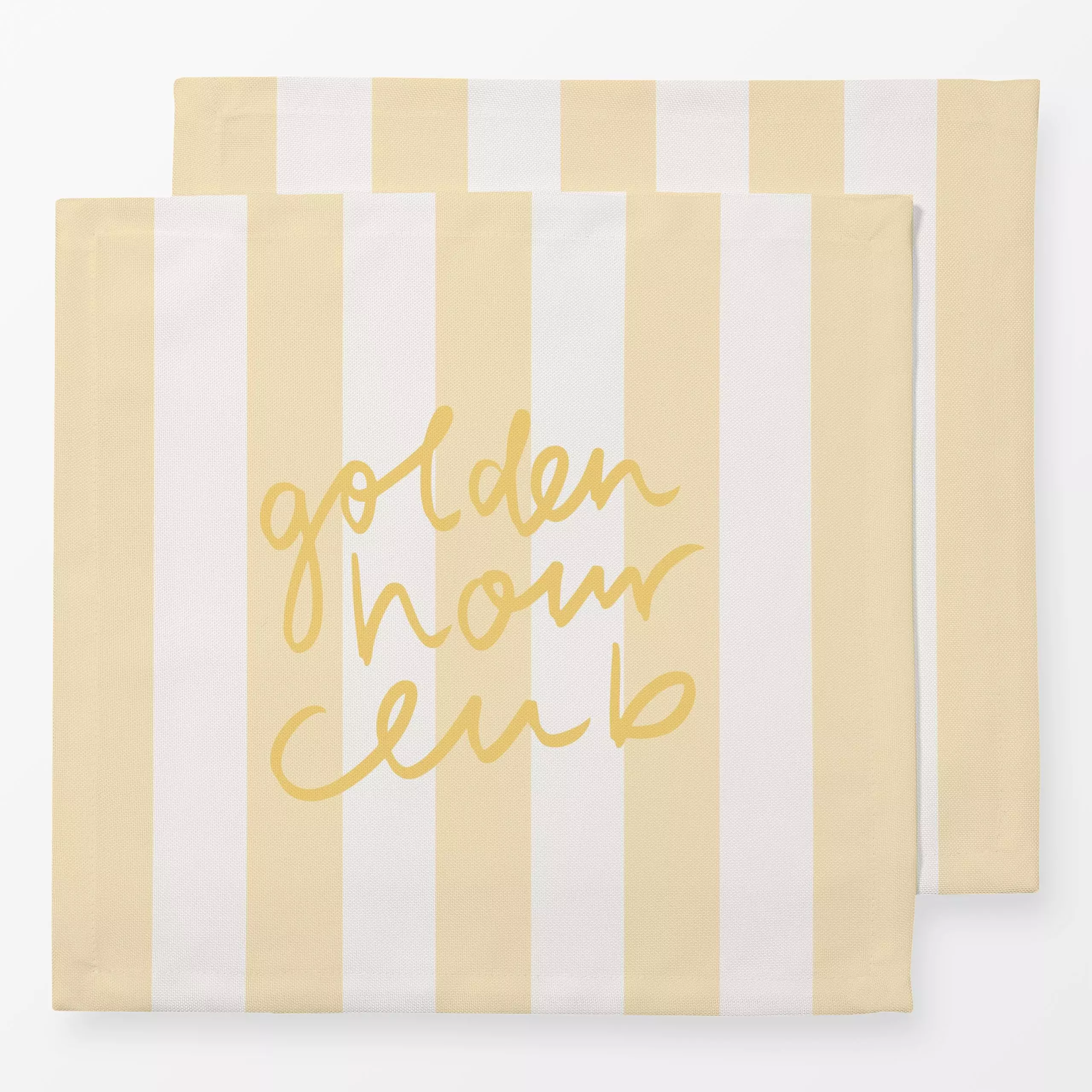 Servietten Golden Hour Club Buttermilk - Sommer, Sprüche & Schriftzüge, Symbole & Muster - von „Kruth Design"; Streifen, Gar...