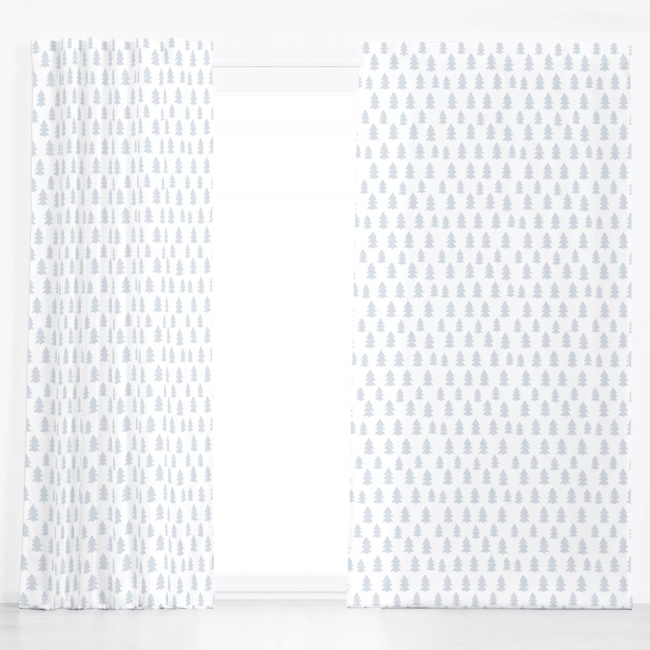 Dekovorhang Cozy Christmas Forest White - Weihnachten, Winter - von „Studio ROSAGRAU"; Illustration, Blaugrau, skandinavisch...