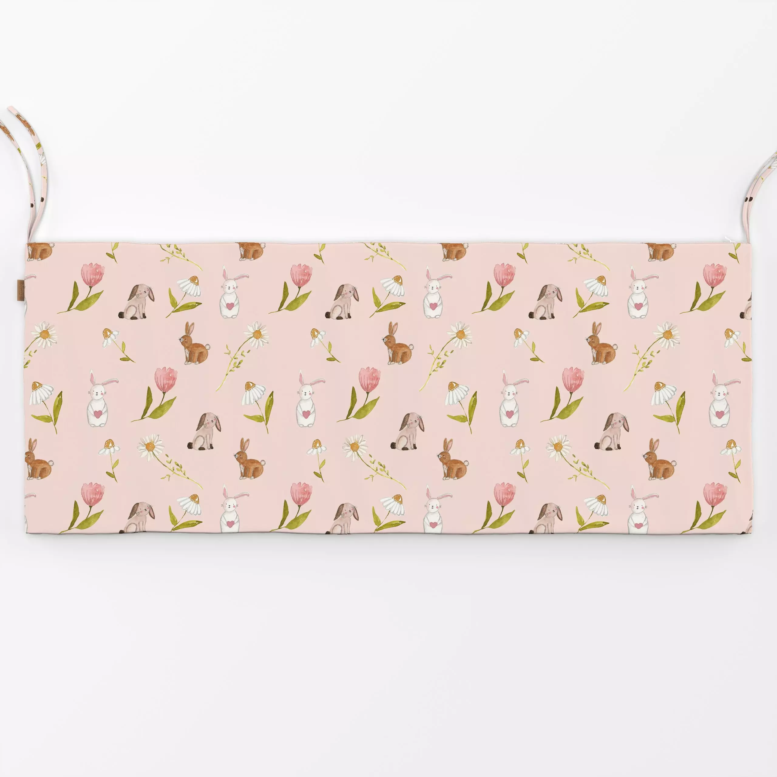 Bankauflage Hasenmuster peach - Blumen & Florales, Frühling - von „Lena Yokota"; Muster, kleingemustert, Ostern, Kids, patte...