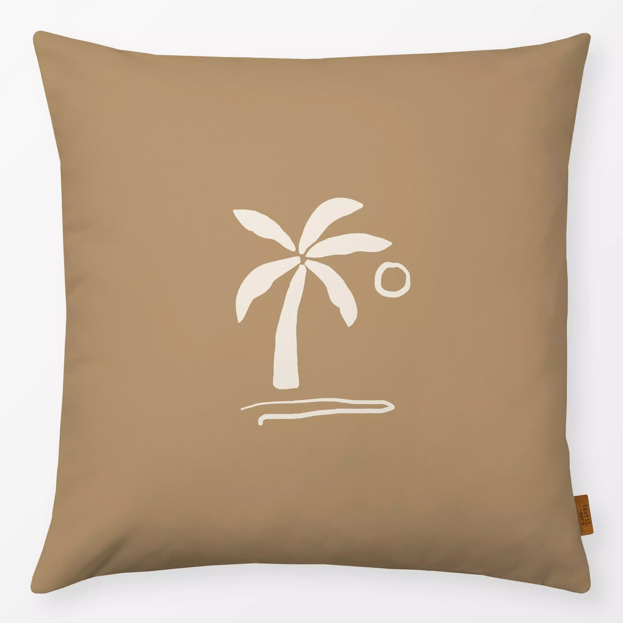 Kissen Große Palme Braun Beige - Natur & Landschaft - von „Studio Kesse"; Palmen, Garten, Meer, Strand, Sonne, tropisch, Som...