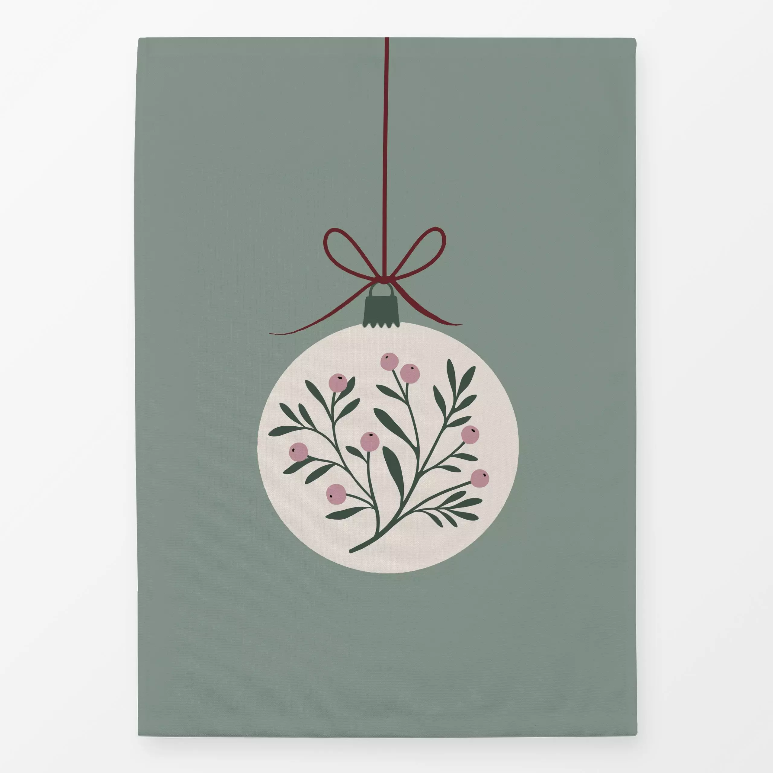 Geschirrtücher Weihnachtskugel - Weihnachten, Winter - von „Studio Kesse"; Beeren, Weihnachtsbaum, Mistelzweig, weihnachtlic...