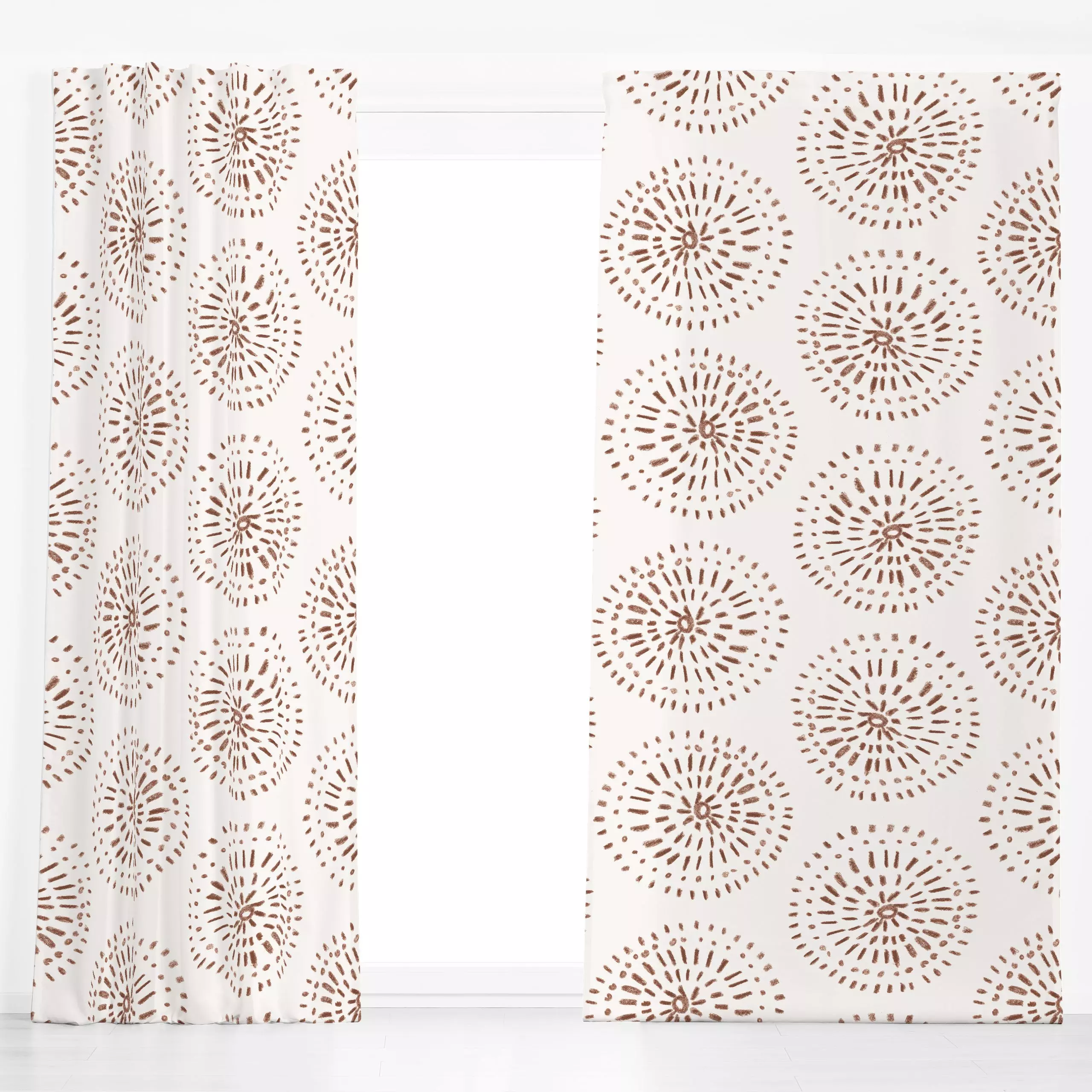 Dekovorhang Ethno Kreise Allover braun - Sommer, Symbole & Muster - von „Kruth Design"; Muster, Ethno, outdoor, Gartendeko, ...