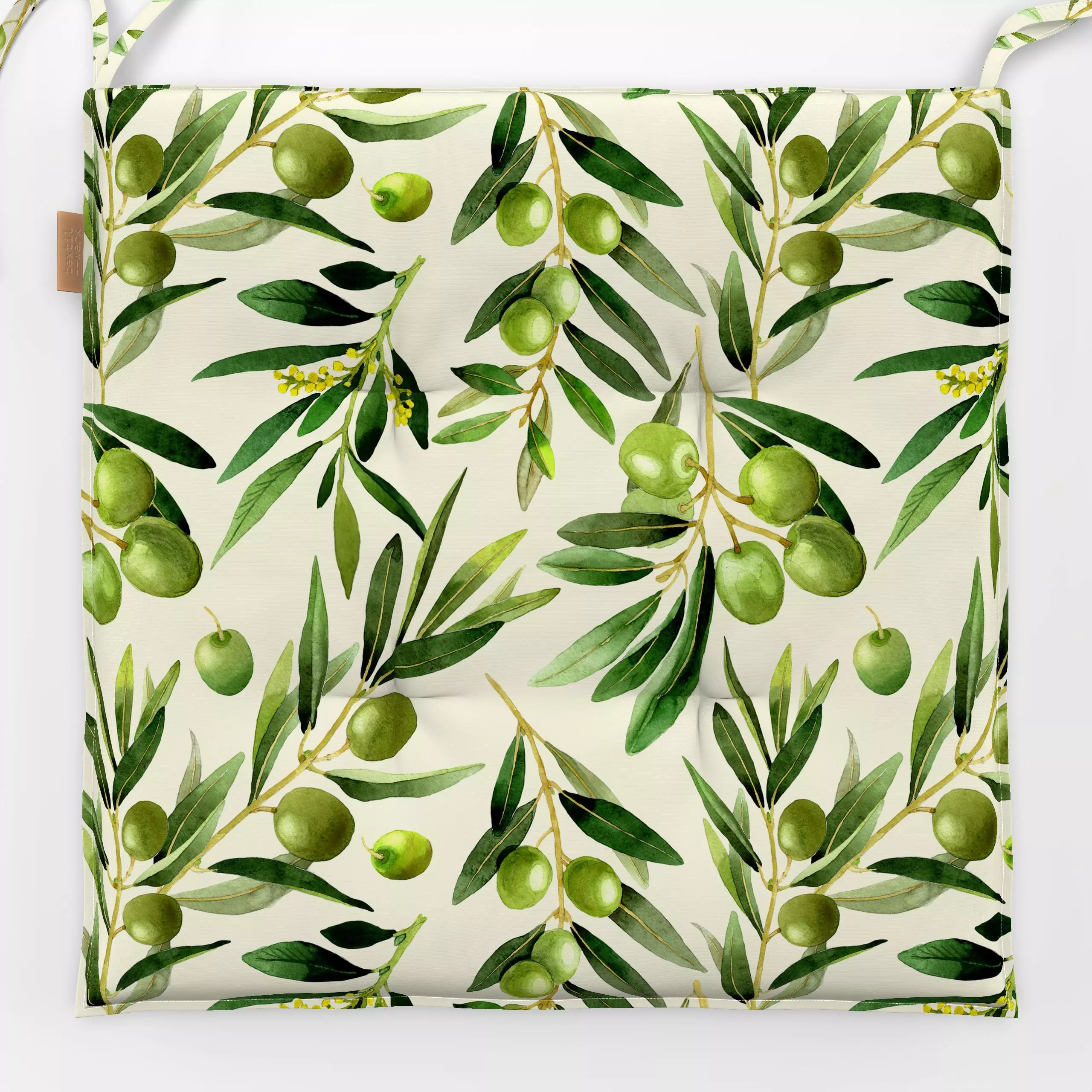 Sitzkissen Oliven Heißer Sommer - Gemüse - von „Uta Naumann"; boho, Blatt, Blätter, Zweige, Olive / Olivenbaum, Oliven, Somm...