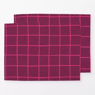 Tischset Checks weinrot pink