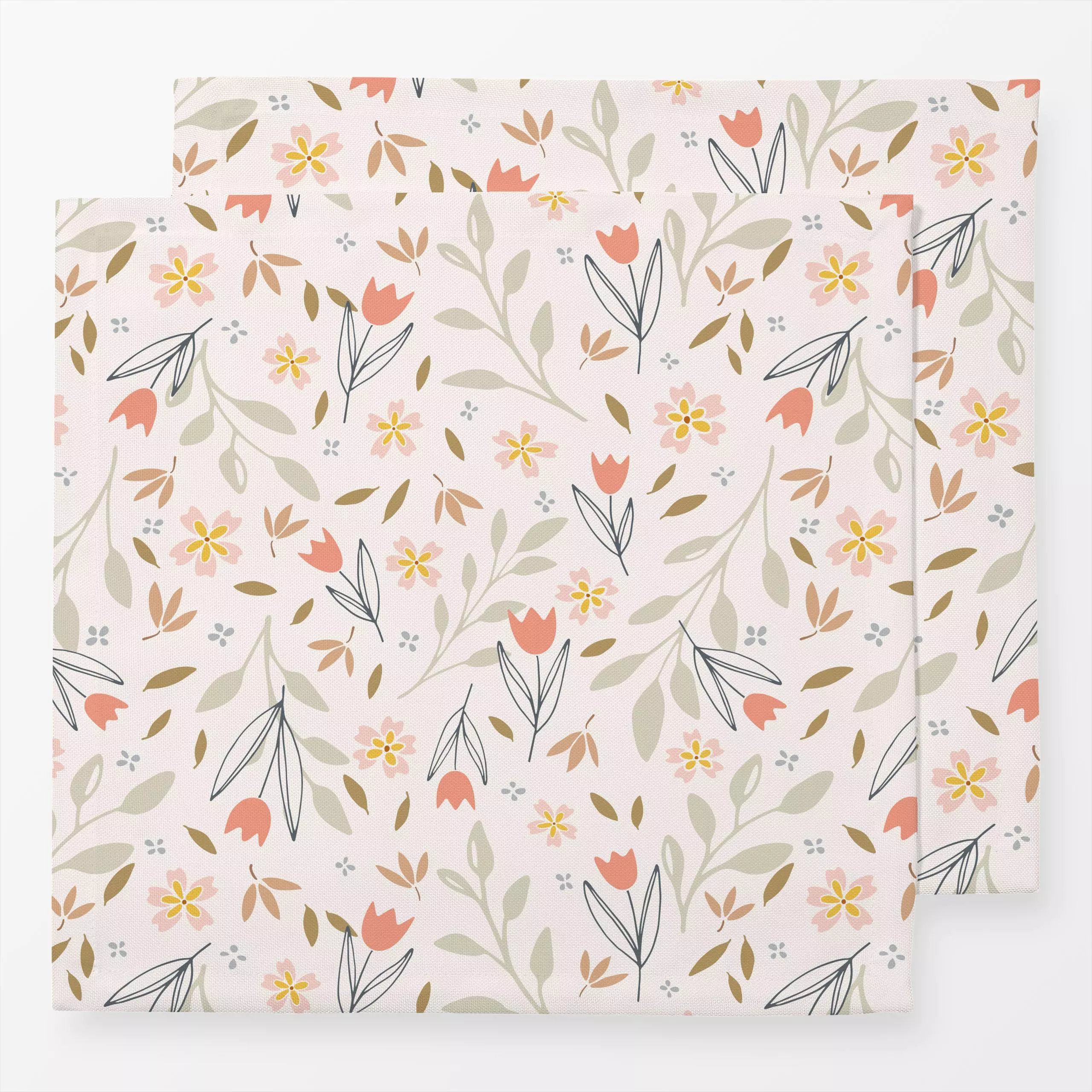 Servietten Aurora Grün Rosa - Blumen & Florales, Symbole & Muster - von „Kathrin Woo"; Muster, kleingemustert, Blumen, Tulpe...