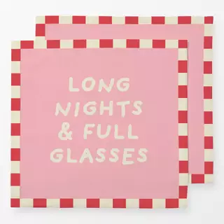 Servietten Long Nights Full Glasses Pink