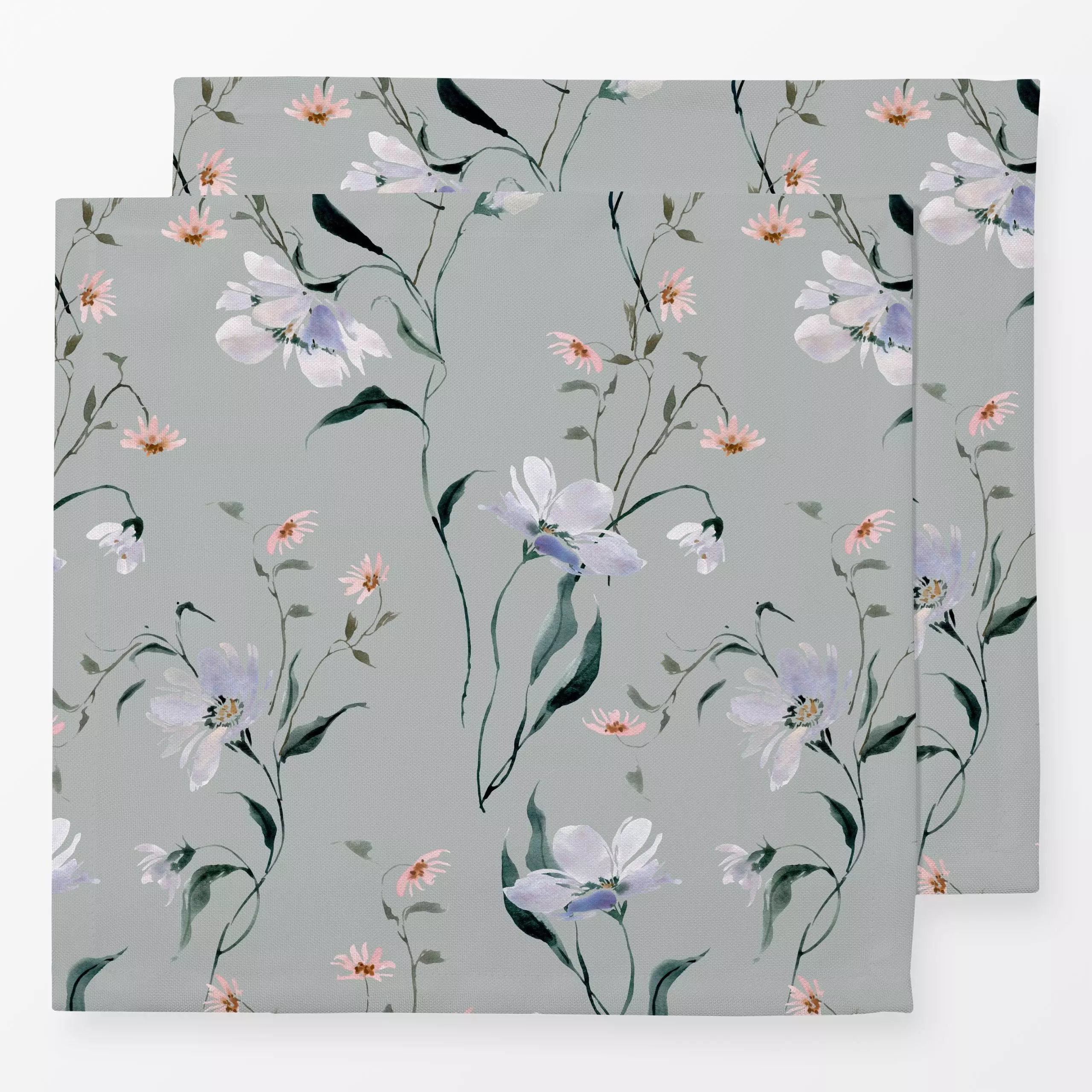 Servietten Winterflorals mint - Blumen & Florales, Pflanzen & Botanik - von „youdesignme"; Aquarell, Wildblumen, Sommer, Wie...