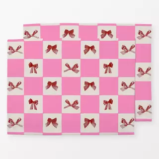 Tischset Checks Schleifen Pink