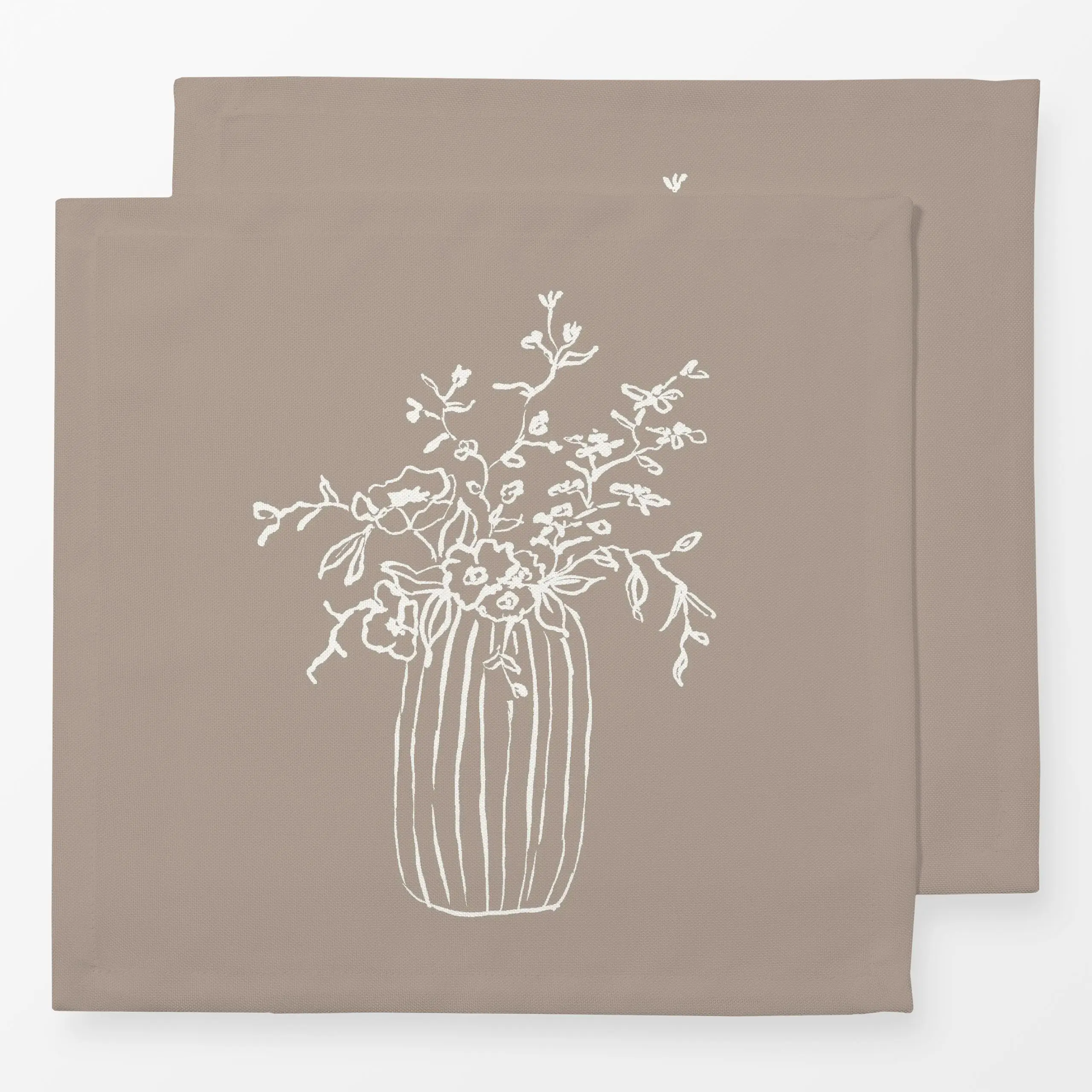 Servietten Blumenvase - Beige Kollektion - Blumen & Florales, Frühling - von „Kathrin Löffler"; schlicht, soft, dezent, cott...