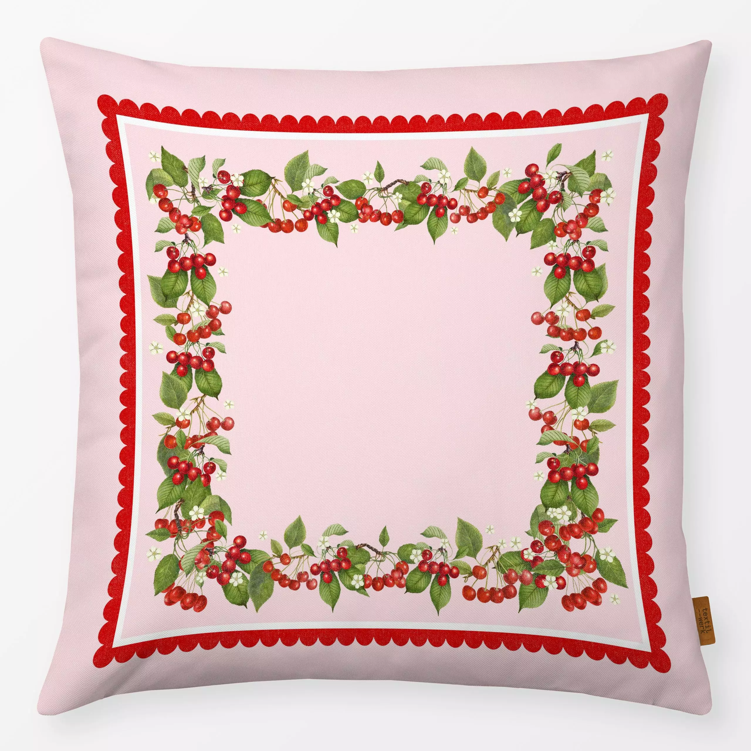 Kissen Preppy Cottage cherries I - Blumen & Florales, Symbole & Muster, Früchte - von „Bloomery Decor"; Retro, Kirschen, Frü...