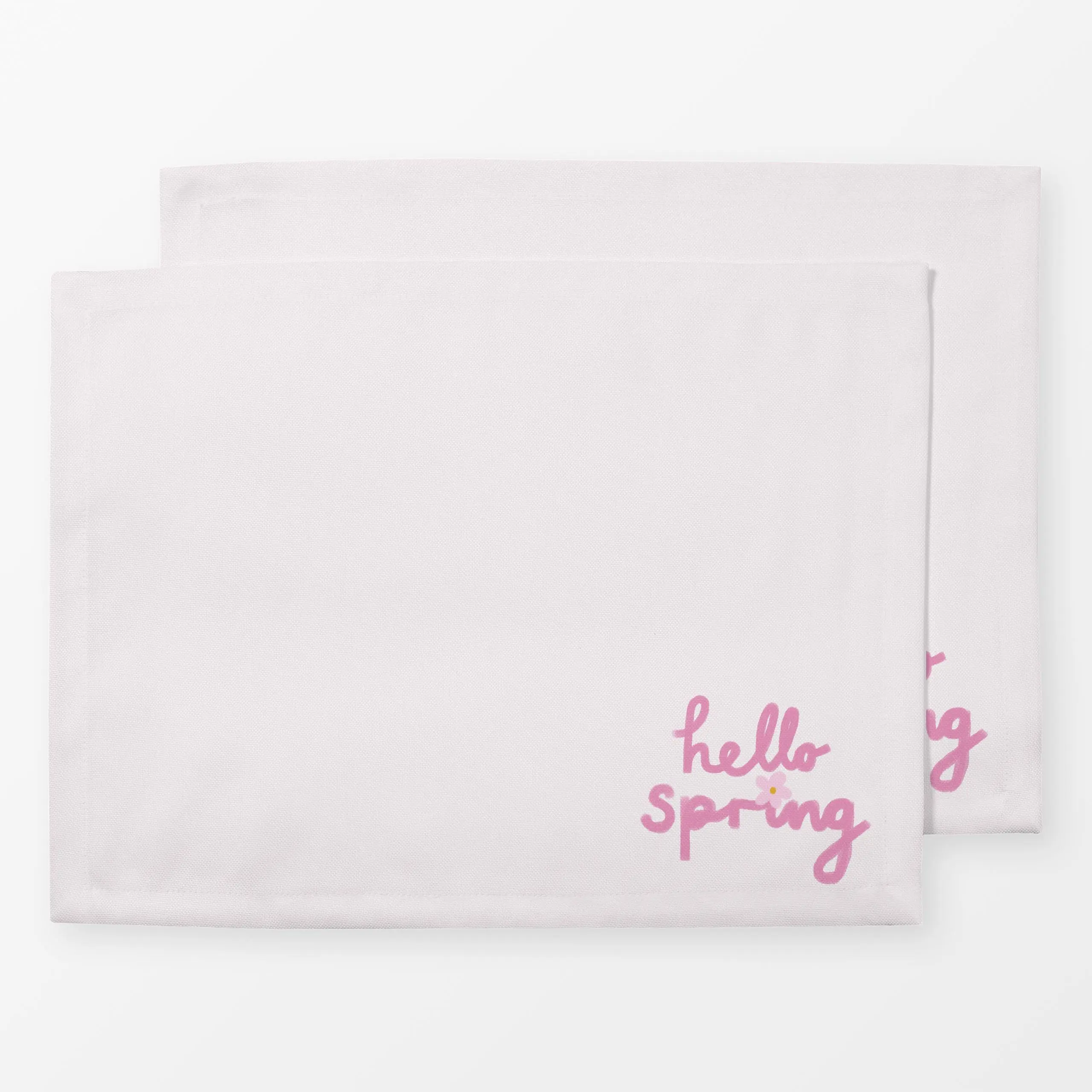 Tischset Hello Spring Beige - Frühling - von „Sophie Augustin Illustration"; rosa, Blumen, Ostern, typografie, pink, Fruehli...