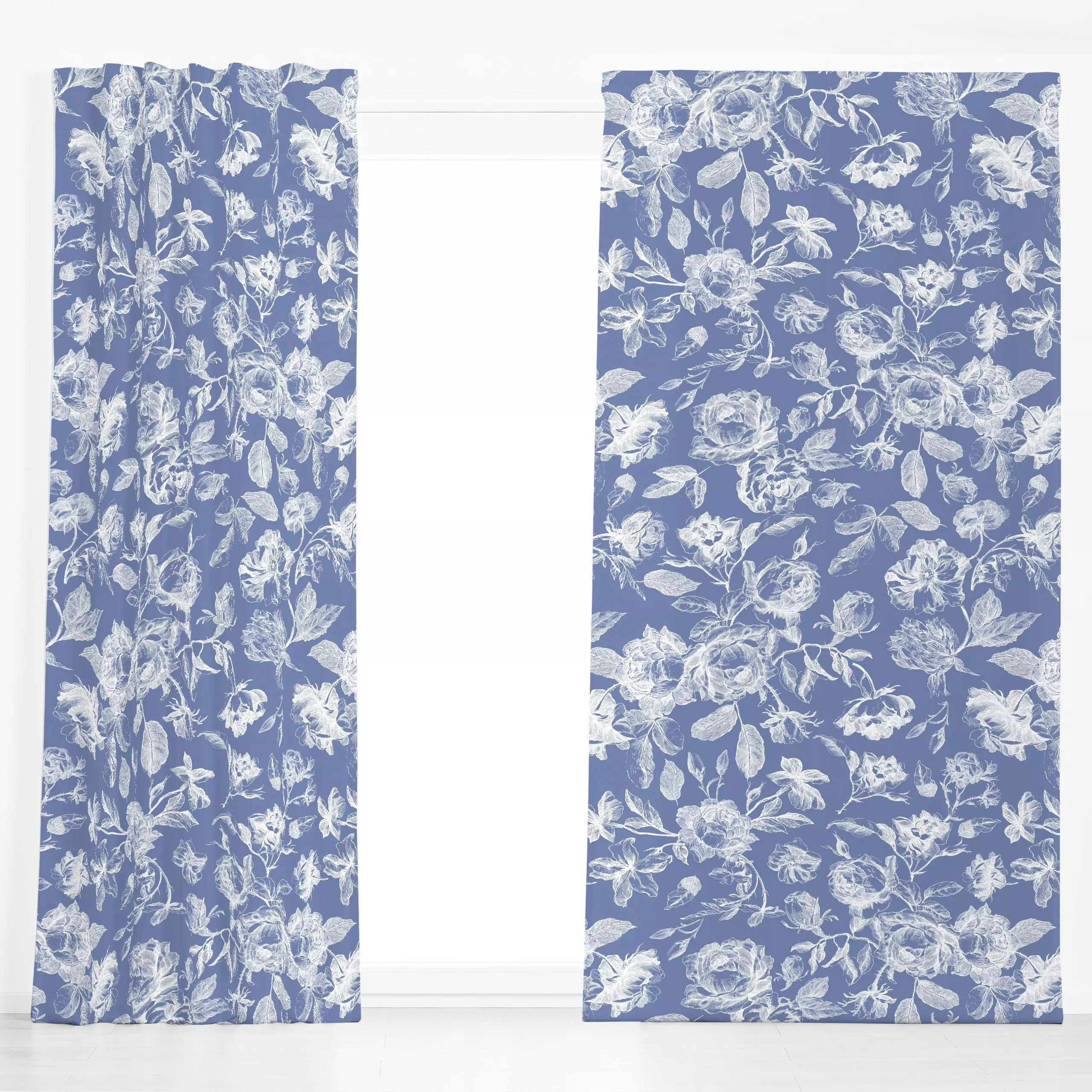 Dekovorhang Weiße Rosen - Toile DeJouy - Blumen & Florales, Pflanzen & Botanik, Retro & Vintage - von „Uta Naumann"; Natur, ...