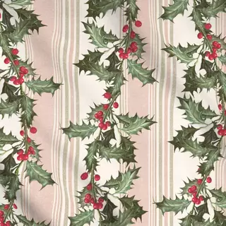 Meterware Christmas Holly and stripes