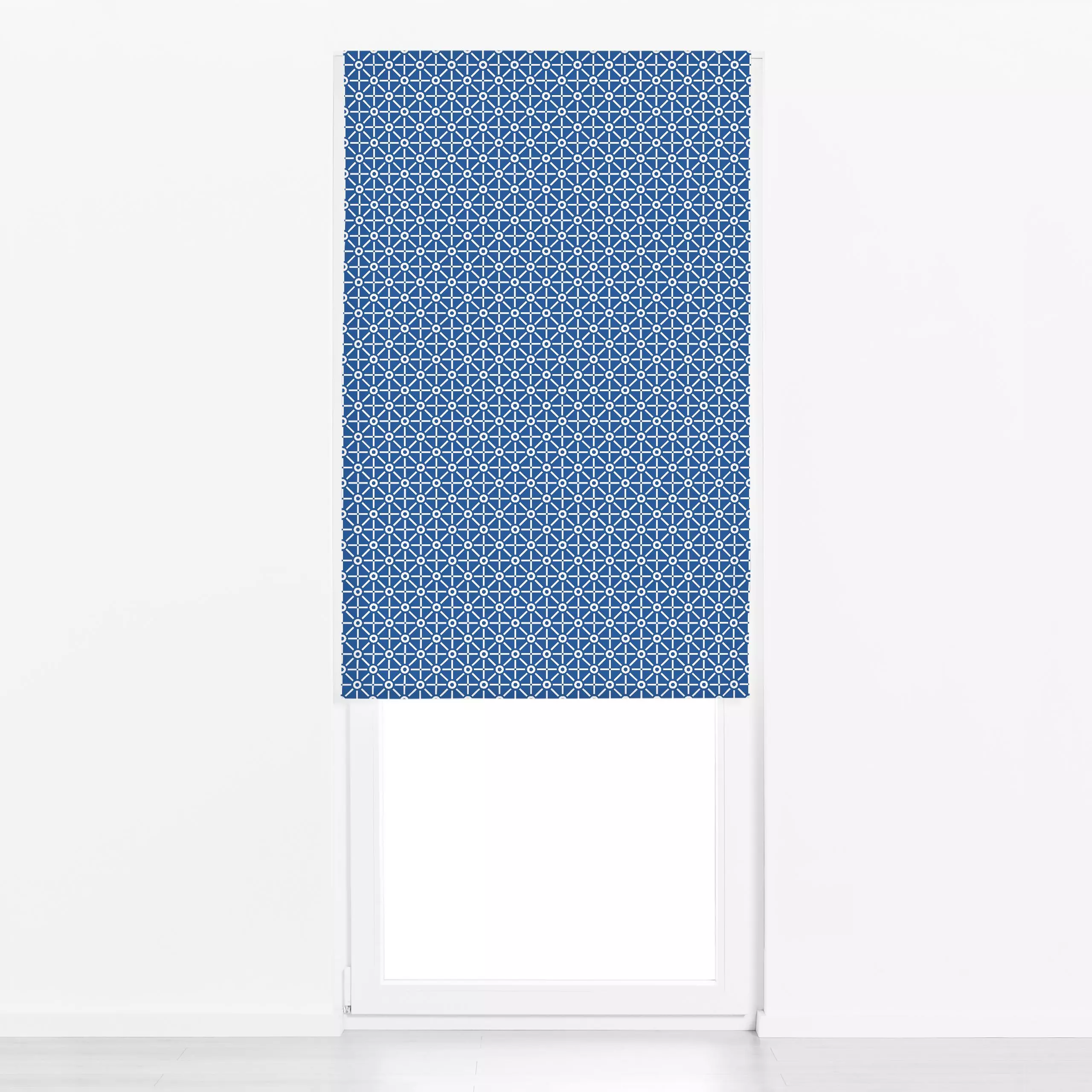 Raffrollo Geo Sonne beige blau - Natur & Landschaft, Sommer, Symbole & Muster - von „Kathrin Woo"; Muster, Geometrisch, graf...