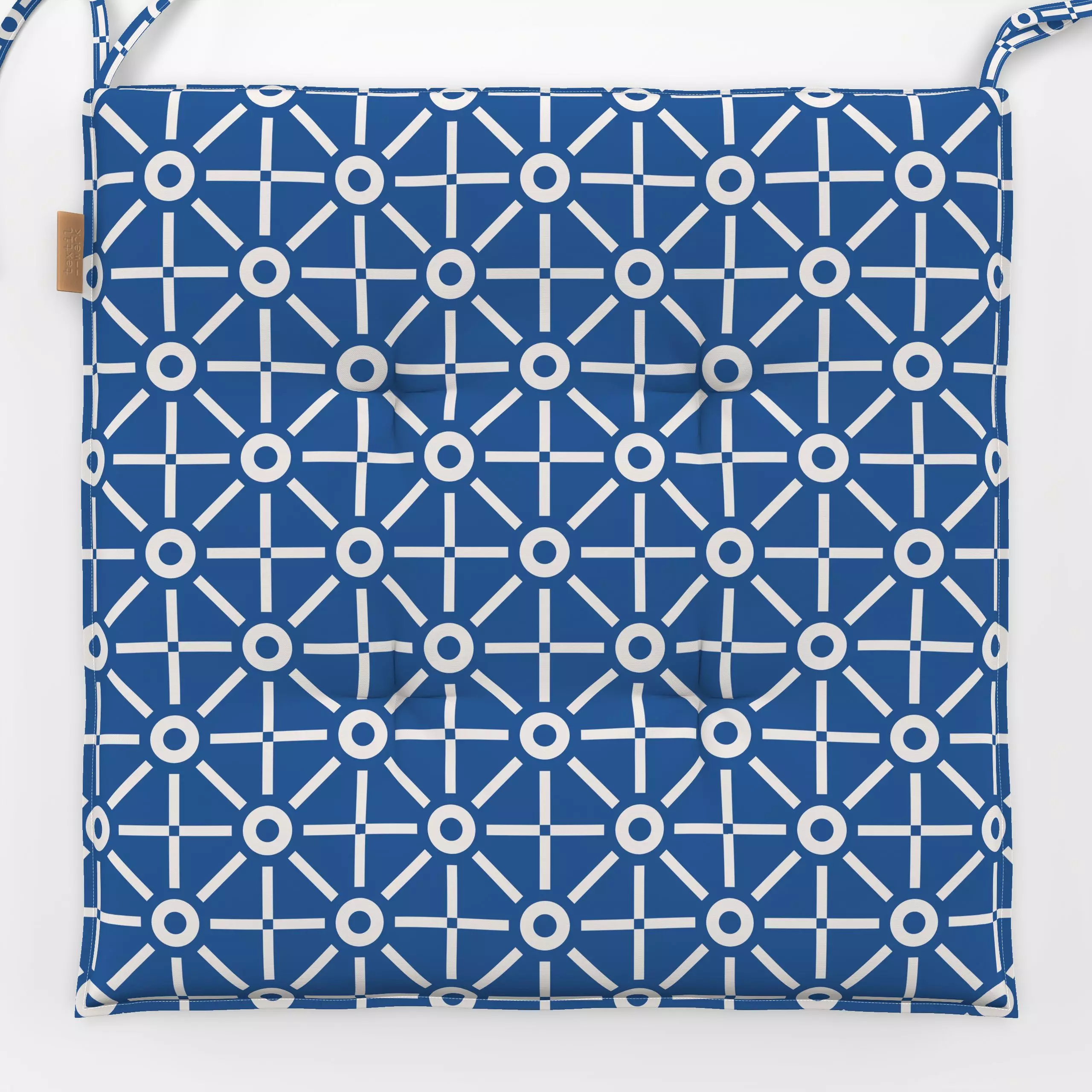 Sitzkissen Geo Sonne beige blau - Natur & Landschaft, Sommer, Symbole & Muster - von „Kathrin Woo"; Muster, Geometrisch, gra...