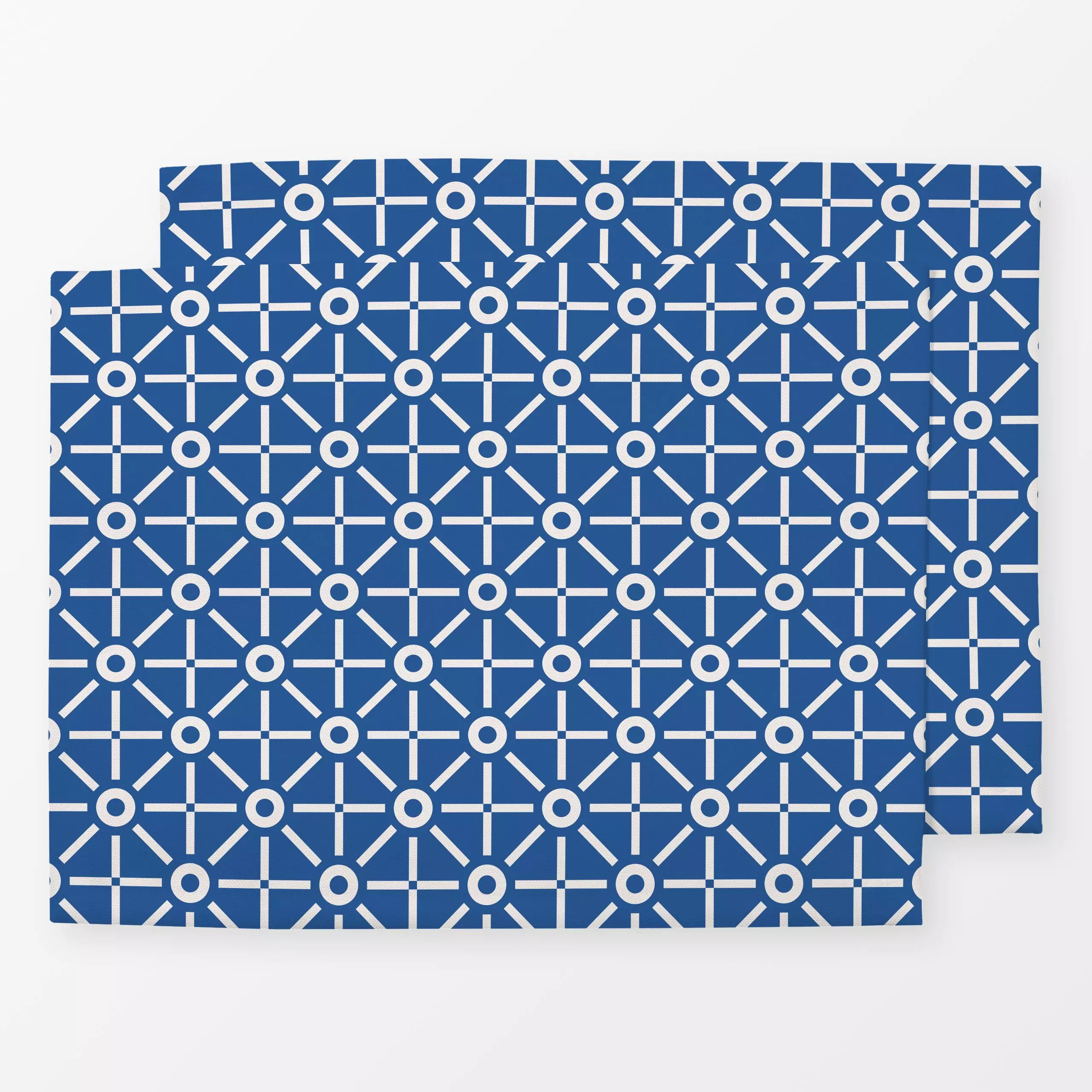 Tischset Geo Sonne beige blau - Natur & Landschaft, Sommer, Symbole & Muster - von „Kathrin Woo"; Muster, Geometrisch, grafi...