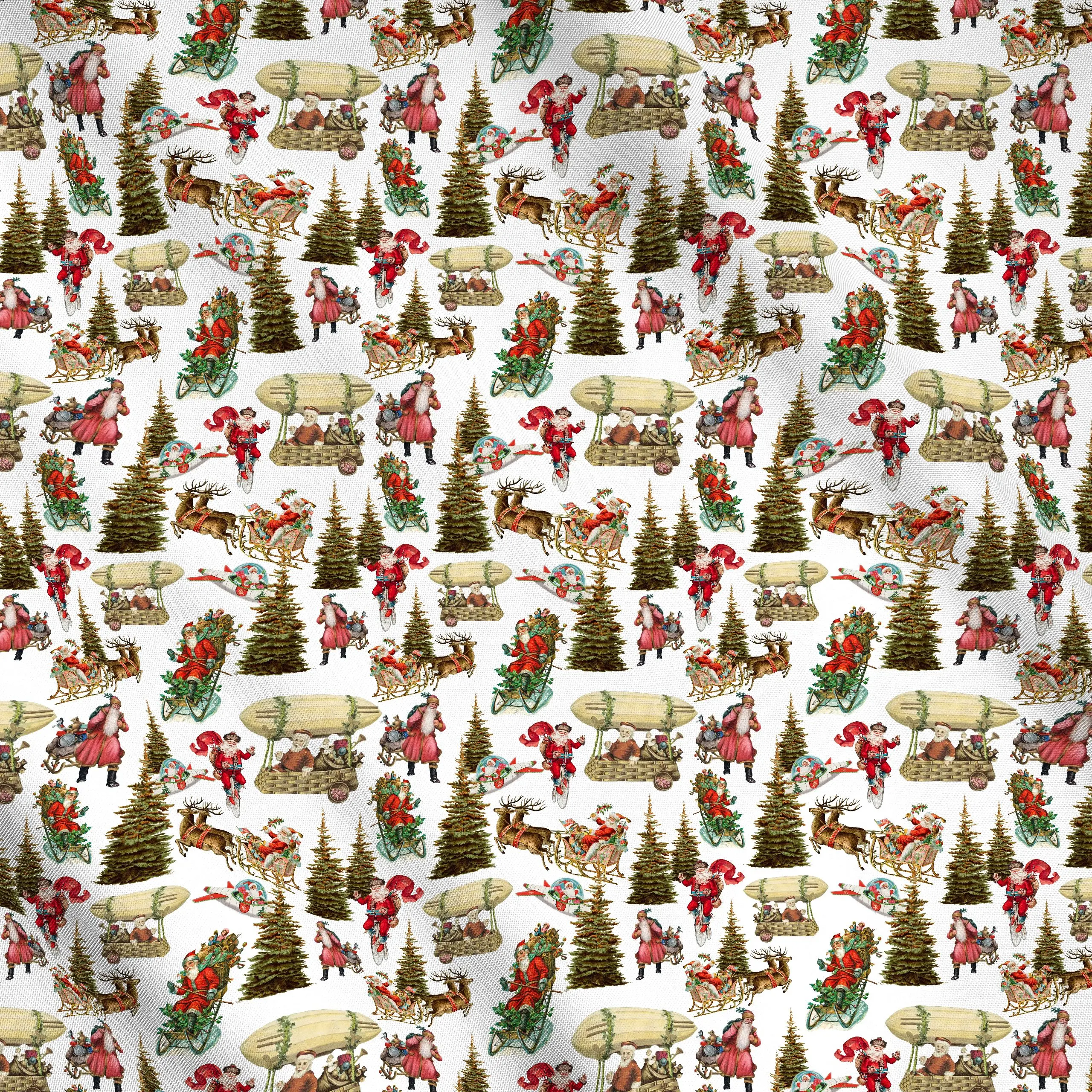 Meterware Der Weihnachtsmann auf Reisen - Weihnachten, Winter, Retro & Vintage - von „Uta Naumann"; Rentier, Weihnachtsmann,...