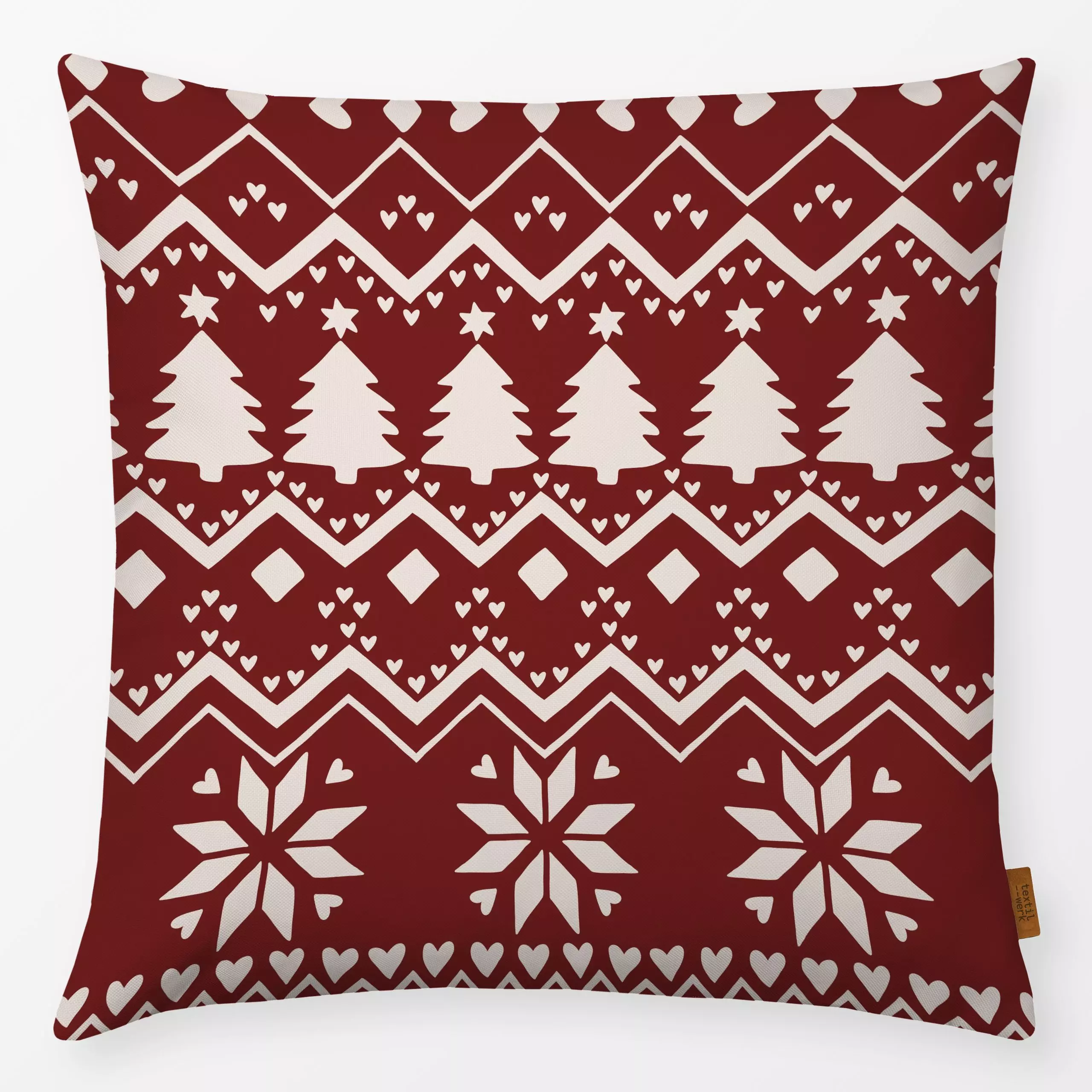 Kissen Weihnachtsmuster rot - Weihnachten - von „Studio Kesse"; Muster, Hygge, Weihnachten, Scandianvian, Nordic, Weihnachts...