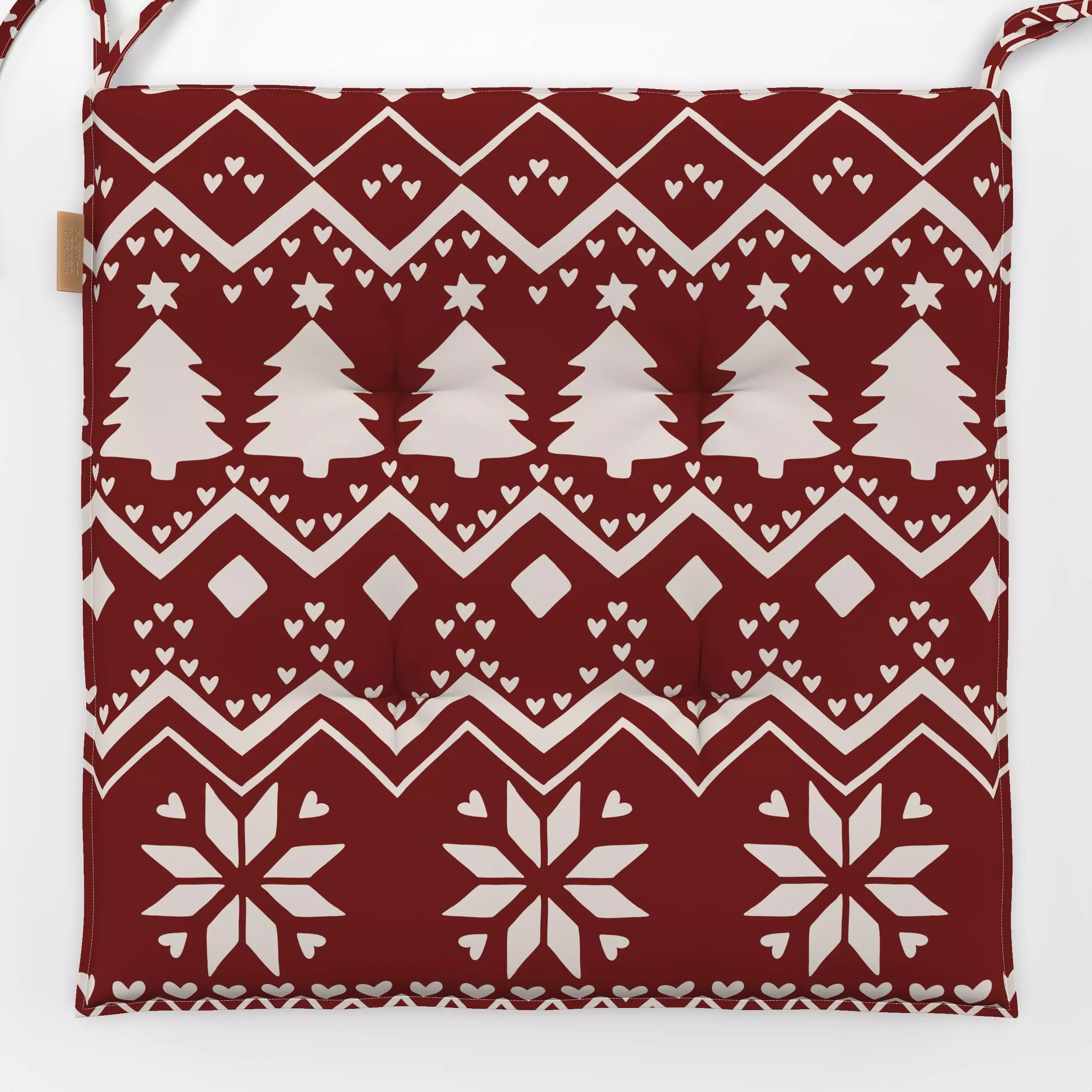 Sitzkissen Weihnachtsmuster rot - Weihnachten - von „Studio Kesse"; Muster, Hygge, Weihnachten, Scandianvian, Nordic, Weihna...