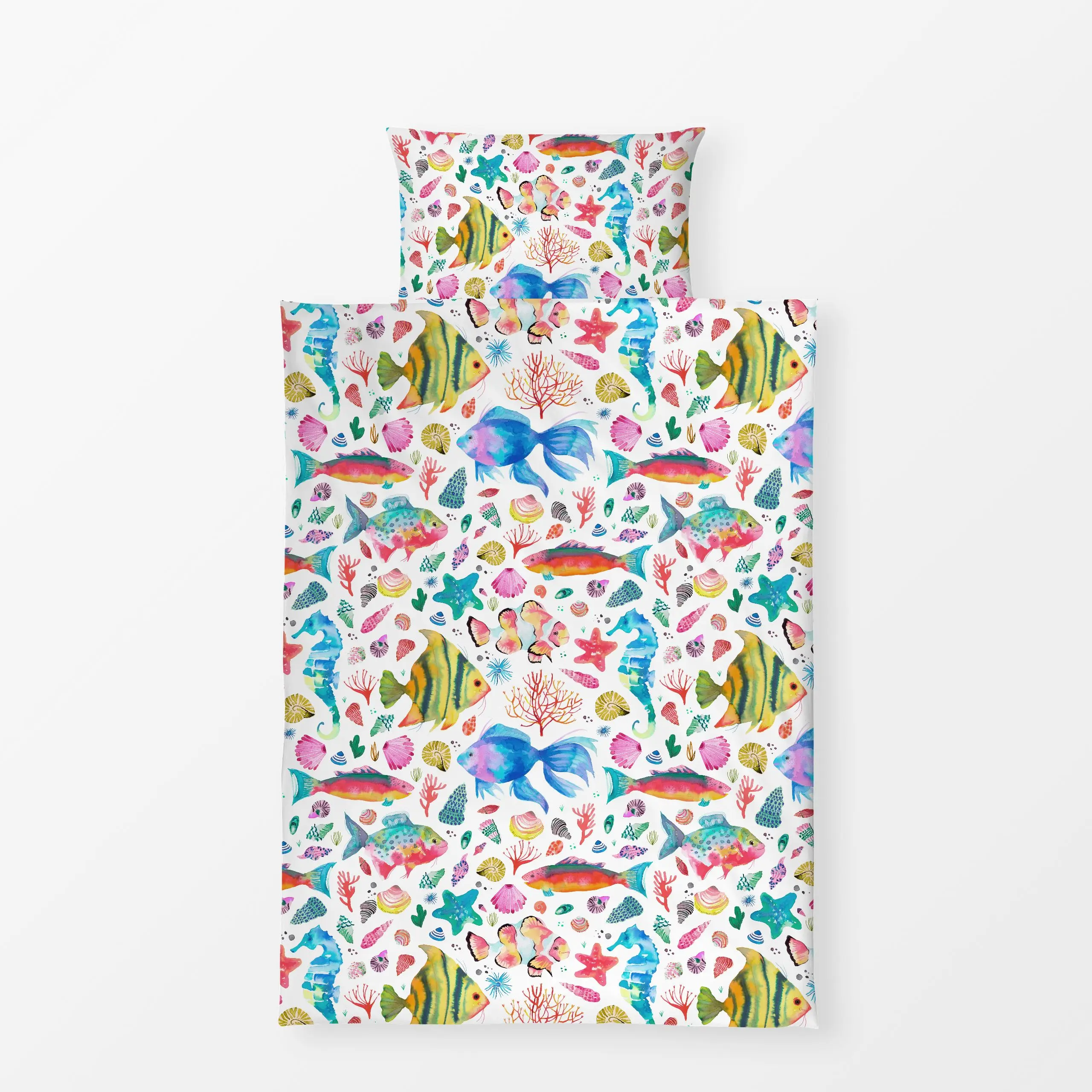 Bettwäsche Fische Muscheln Seepferdchen - Natur & Landschaft, Sommer, Tiere - von „Ninola Design "; Ozean, Meer, Meerestiere...