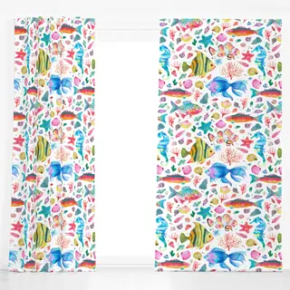 Dekovorhang Fische Muscheln Seepferdchen