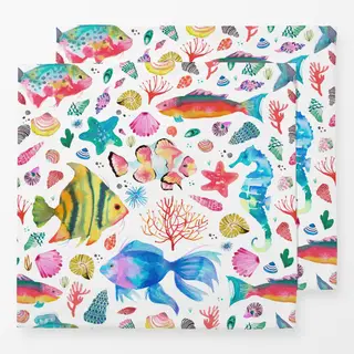 Servietten Fische Muscheln Seepferdchen