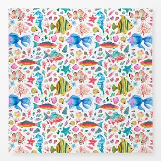 Tischdecke Fische Muscheln Seepferdchen