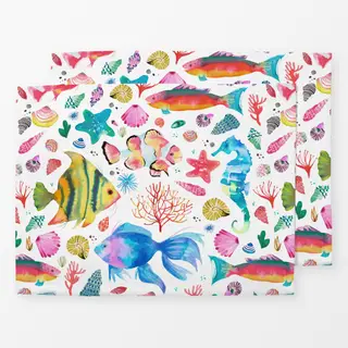 Tischset Fische Muscheln Seepferdchen