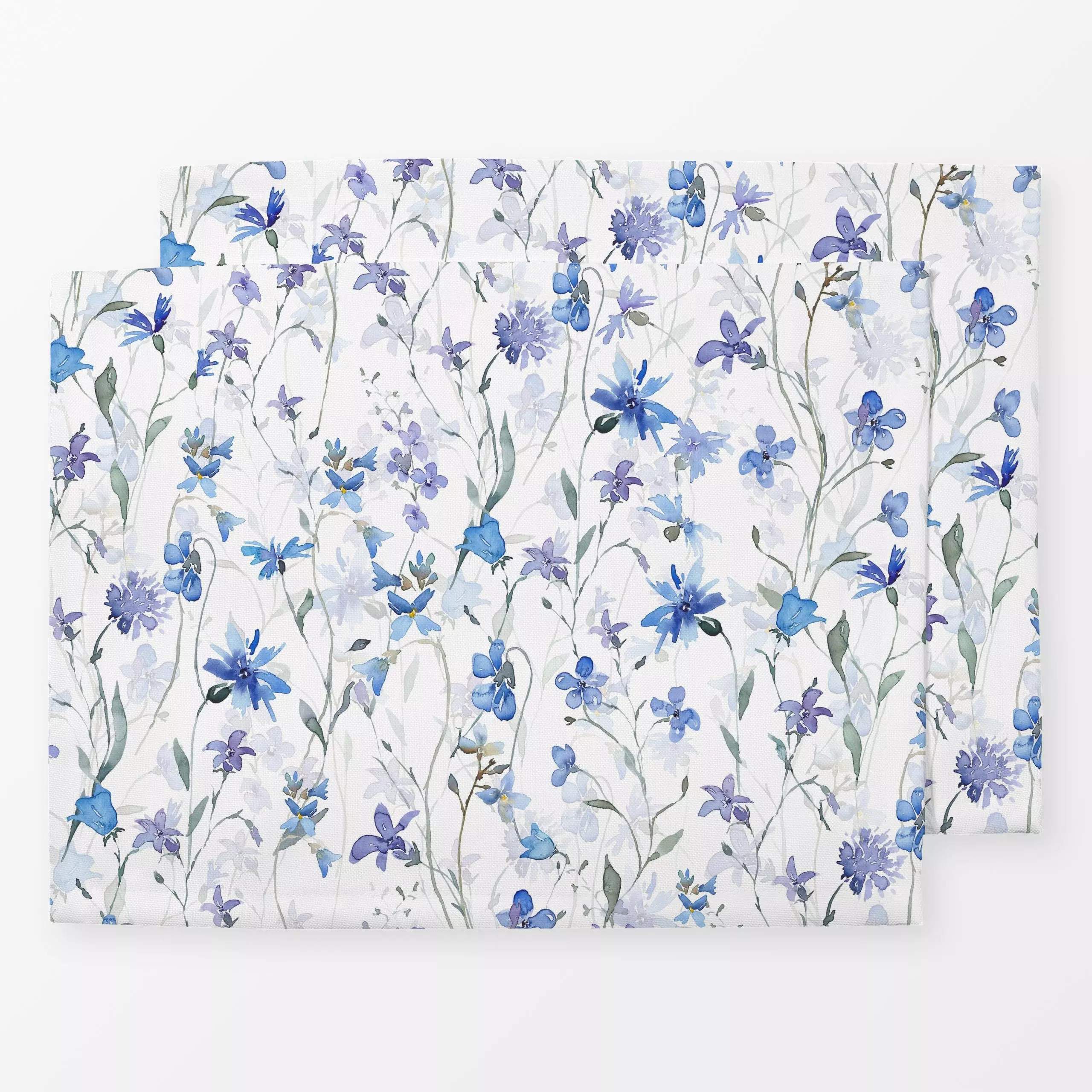 Tischset Blaue Glockenblumen Wiese - Blumen & Florales, Sommer, Pflanzen & Botanik - von „Uta Naumann"; Wasserfarben, Blumen...
