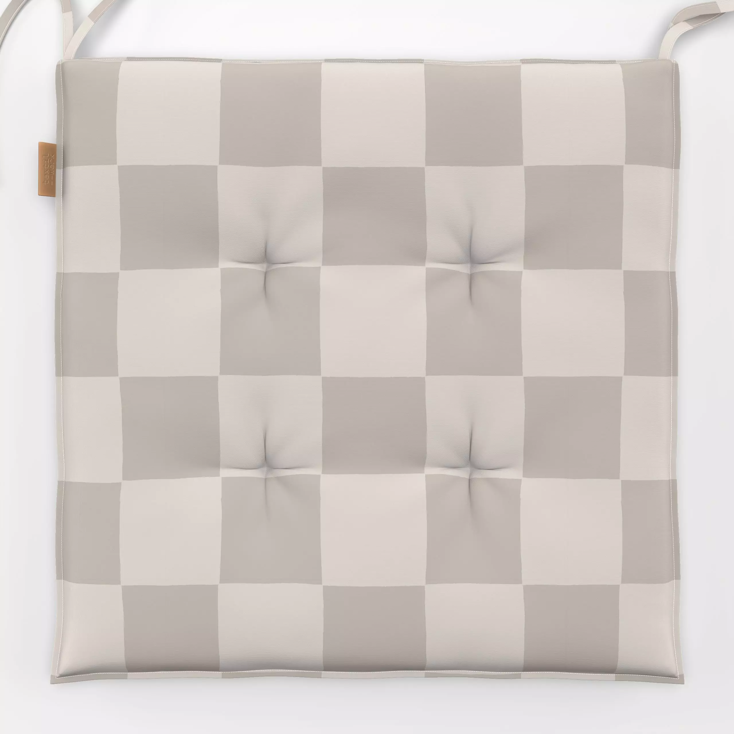 Sitzkissen Schachbrett Beige Creme - Symbole & Muster - von „Studio Kesse"; minimal, Linien, Hygge, Karo, landhaus, Herbstde...