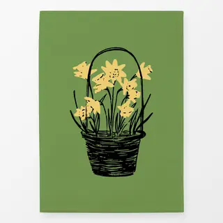 Geschirrtücher Korb mit Osterglocken