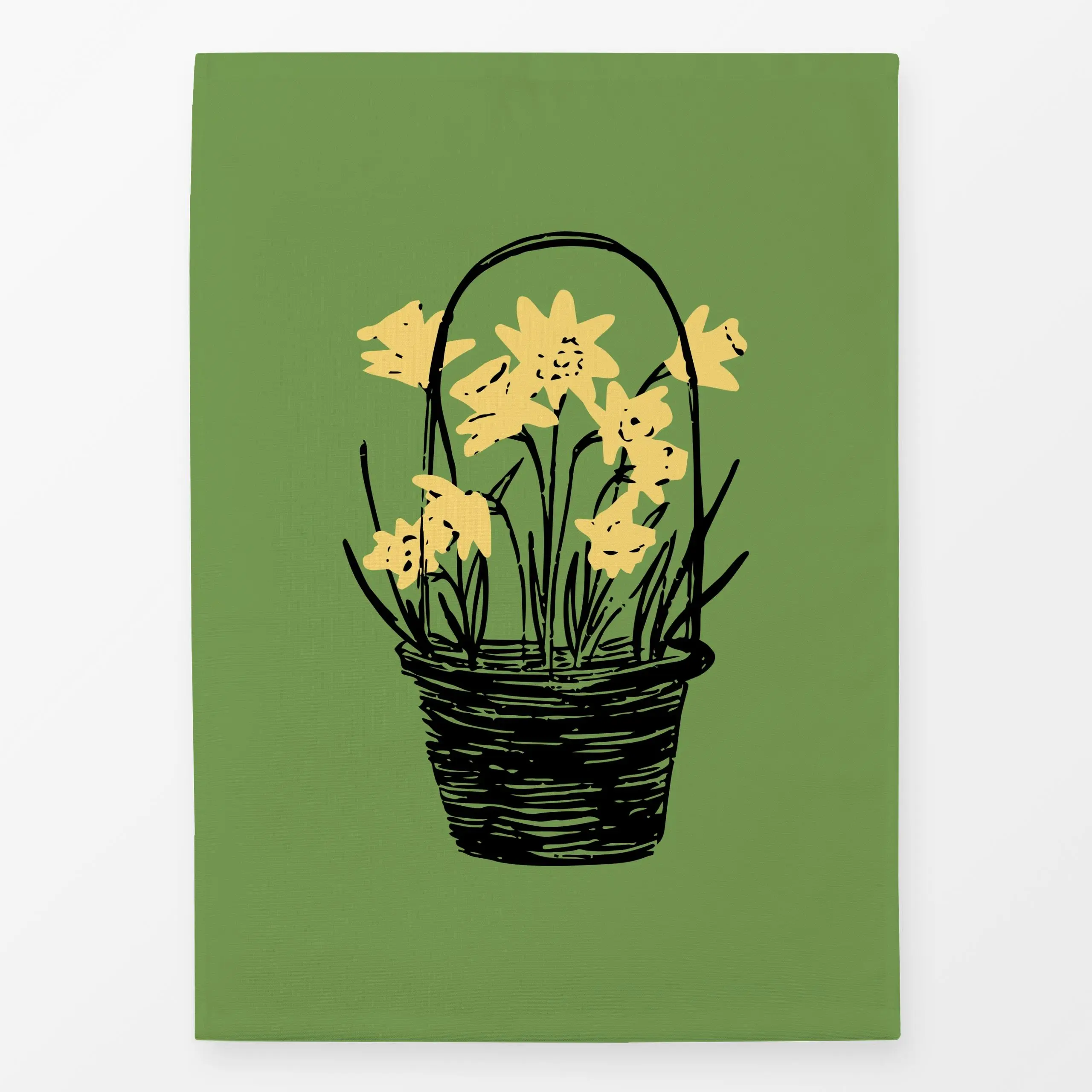 Geschirrtücher Korb mit Osterglocken - Blumen & Florales, Frühling, Ostern - von „moDeern Design Studio"; Blumen, Ostern, Os...