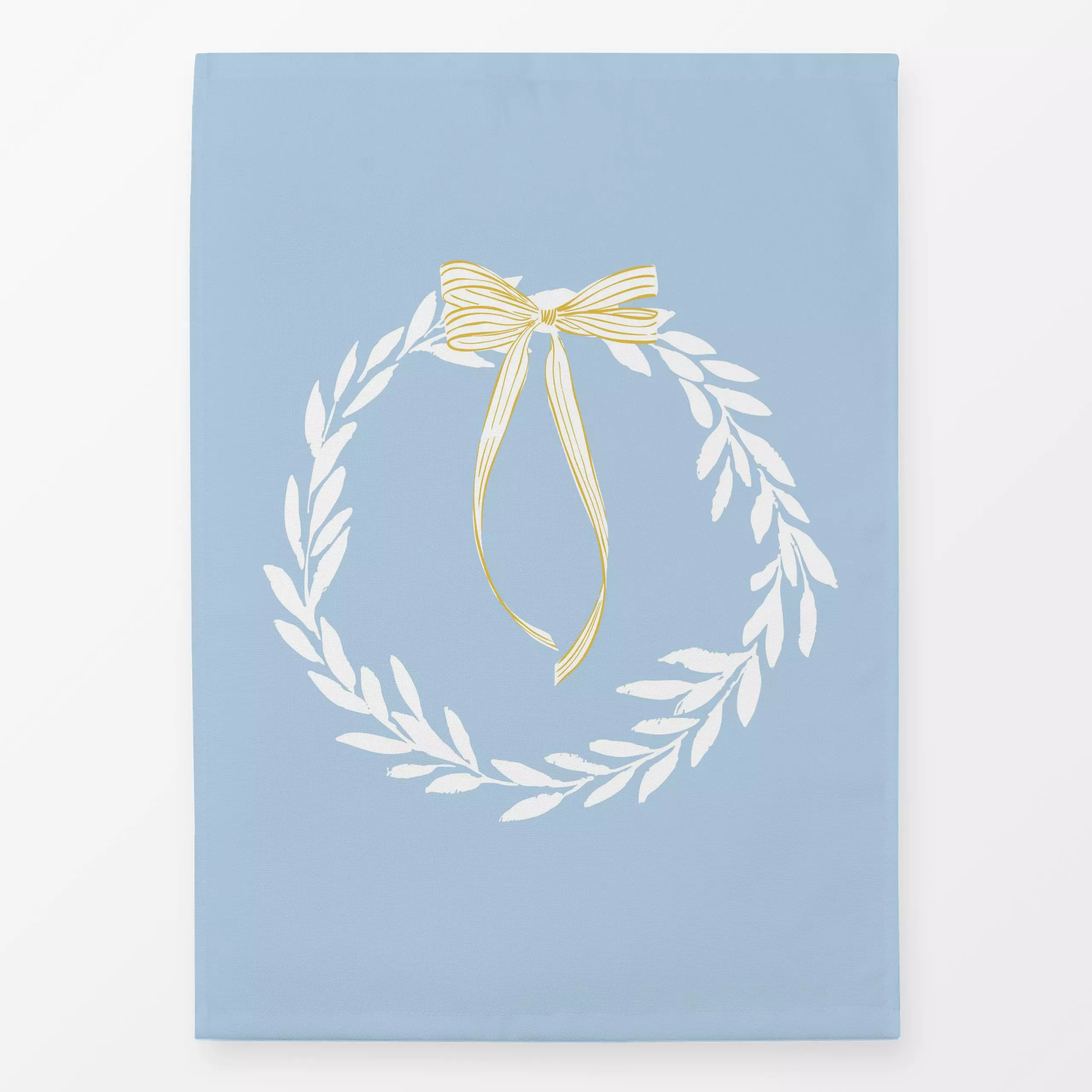 Geschirrtücher Kranz mit Schleife hellblau - Sommer, Symbole & Muster - von „Katrin Graff"; Tennis, schleife, Floral, hellbl...